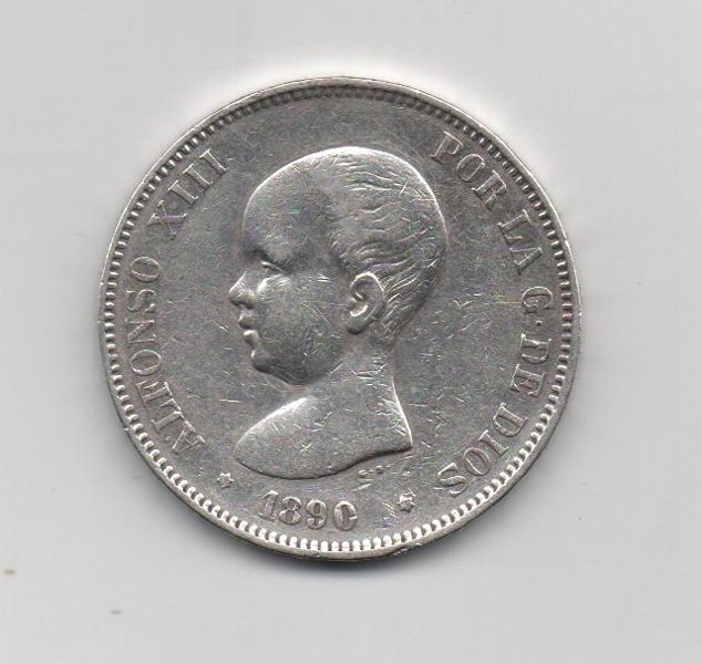 ALFONSO XIII DEL AÑO 1890* 90 DE 5 PESETAS